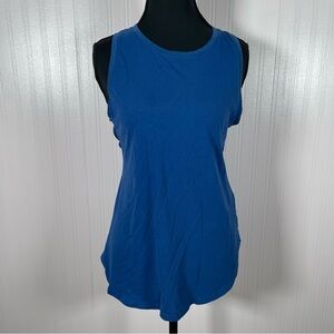 Open mesh back blue tank top Large gym‎ activewear fitness shirt athleisure